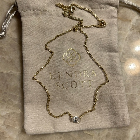 Kendra Scott Gold Necklace with White CZ Sparkling Stone - Picture 3 of 7